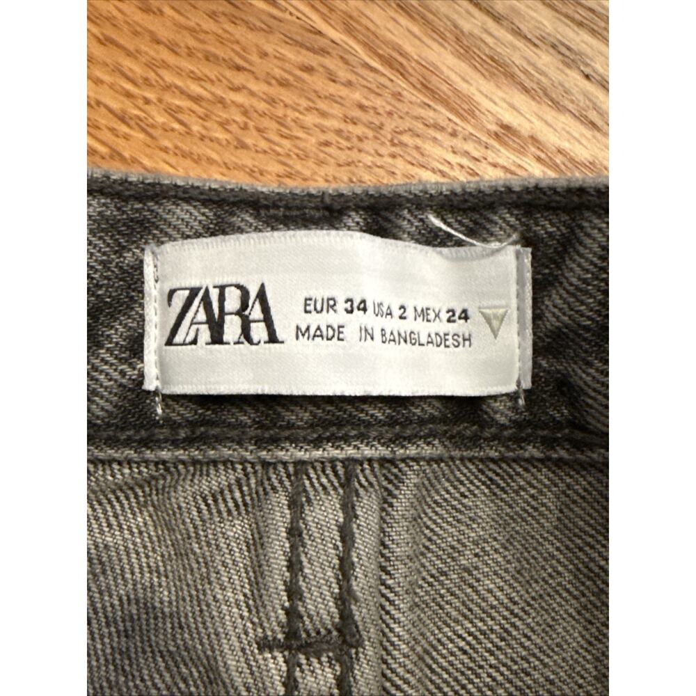 Zara Woman’s High Waist Barrel Relaxed Wide Leg Jeans In Mid Gray Wash Sz 2 - Picture 7 of 7